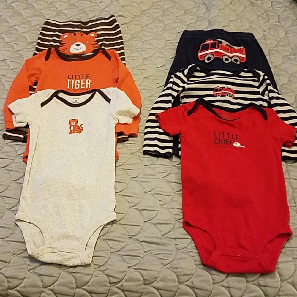 Toddler 3 Piece Outfits, Fire truck & Tiger Lot